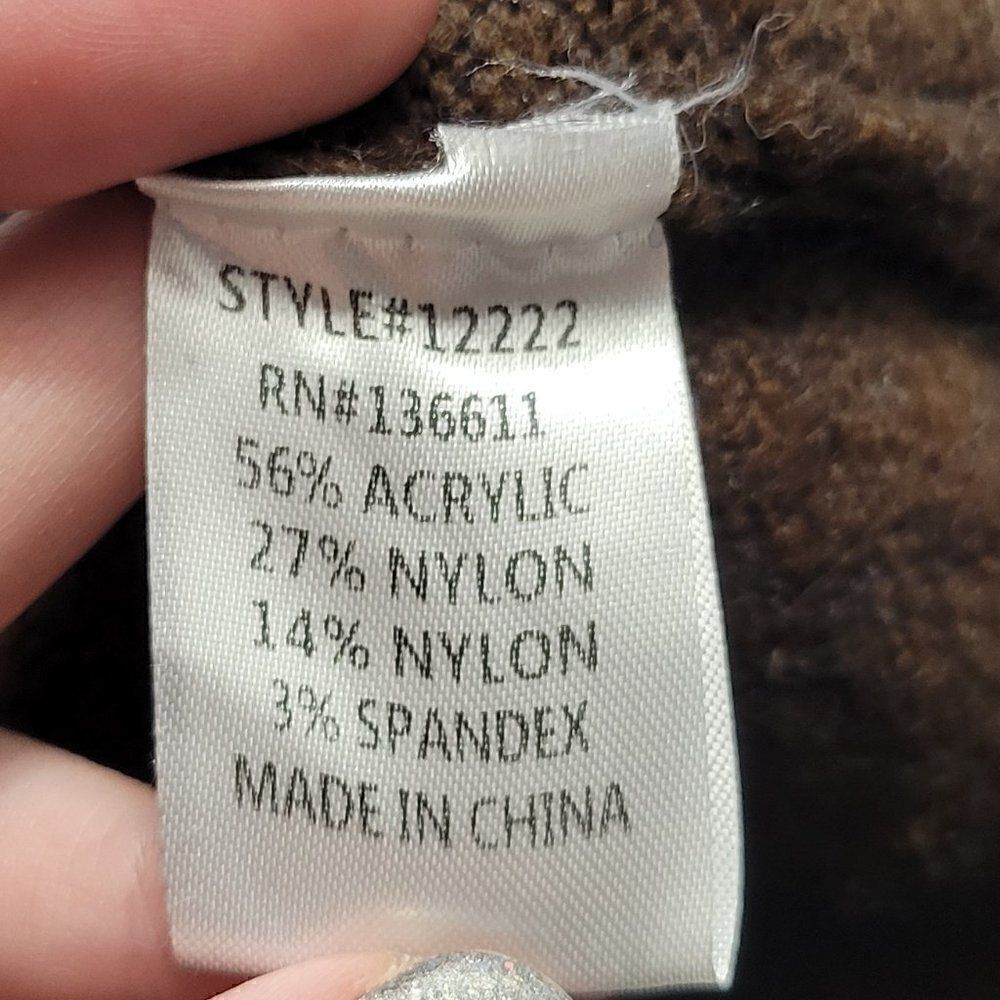 P.S. Love M/L Fuzzy Loose Fit Striped Color Block Cheetah Animal Print Sweater - Picture 6 of 7